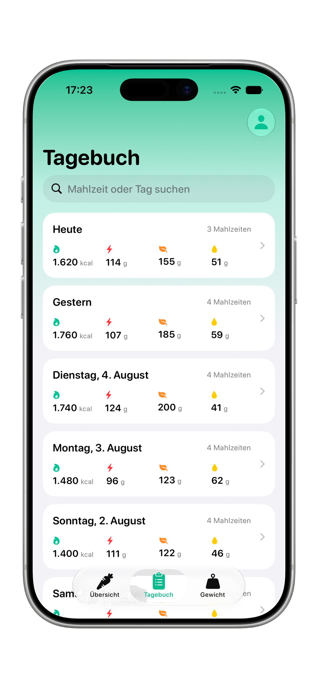 Nutrition App – Tagebuch